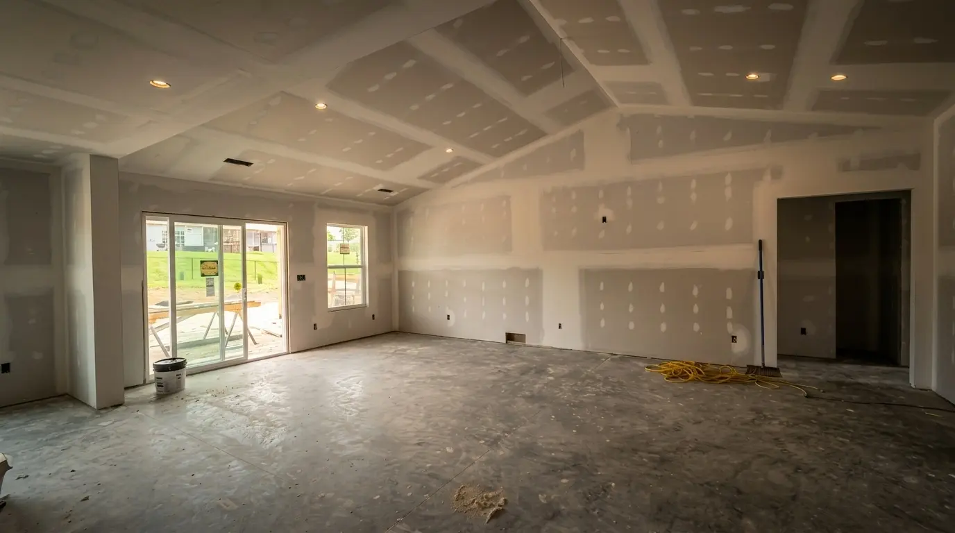 Interior remodel with new drywall and framing